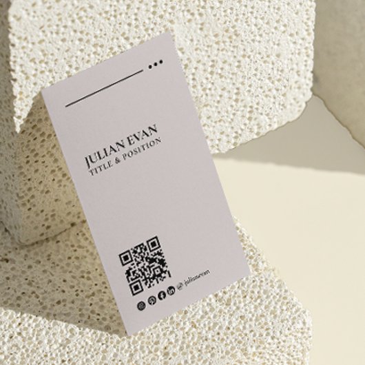 Einfach modernes LinkedIn QR-Code Beige Minimalist Visitenkarte