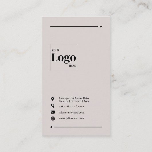 Einfach modernes LinkedIn QR-Code Beige Minimalist Visitenkarte (Rückseite)