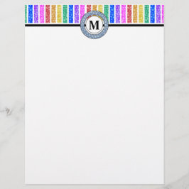 Einfach modernes Rainbow-einfarbiges Stripmonogram Briefbogen