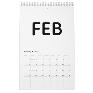 Einfach modernes Schwarz-Weiß-Minimalistisches Des Kalender