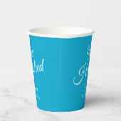 Einfach modernes Script Aqua Blue 100. Geburtstag Pappbecher (Rechts)