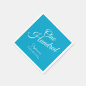 Einfach modernes Script Aqua Blue 100. Geburtstag Serviette (Ecke)