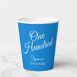 Einfach modernes Script Blue 100. Geburtstag Pappbecher