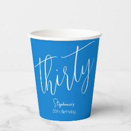 Einfach modernes Script Blue 30. Geburtstag Party Pappbecher