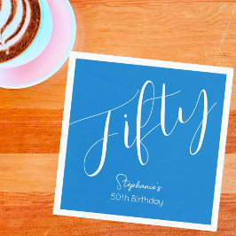 Einfach modernes Script Blue 50. Geburtstag Serviette