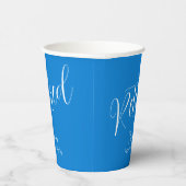 Einfach modernes Script Blue Retirement Party Pappbecher (Rechts)