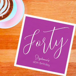 Einfach modernes Script Dark Pink 40. Geburtstag P Serviette