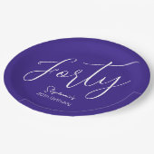 Einfach modernes Script Lila 40. Geburtstag Party Pappteller (Schrägansicht)