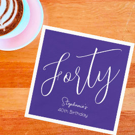 Einfach modernes Script Lila 40. Geburtstag Party Serviette