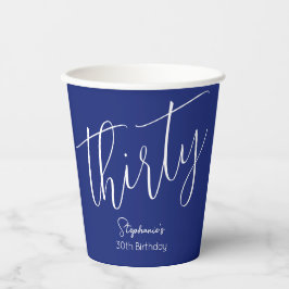 Einfach modernes Script Navy Blue 30. Geburtstag P Pappbecher