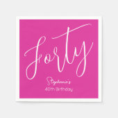 Einfach modernes Script Pink 40. Geburtstag Party Serviette (Vorderseite)