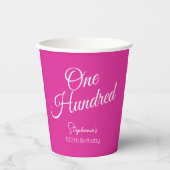 Einfach modernes Script Rosa 100. Geburtstag Pappbecher (Vorderseite)