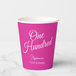 Einfach modernes Script Rosa 100. Geburtstag Pappbecher