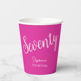 Einfach modernes Script Rosa 70. Geburtstag Pappbecher