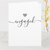 Einfach modernes Silberherz Weiß Verlobt Karte (Gelbe Blume)