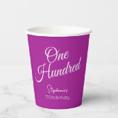 Einfach modernes Skript Dunkelrosa 100. Geburtstag Pappbecher (Vorderseite)