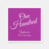 Einfach modernes Skript Dunkelrosa 100. Geburtstag Serviette (Vorderseite)