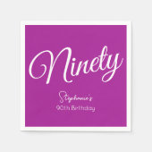 Einfach modernes Skript dunkles Rosa 90. Geburtsta Serviette (Vorderseite)