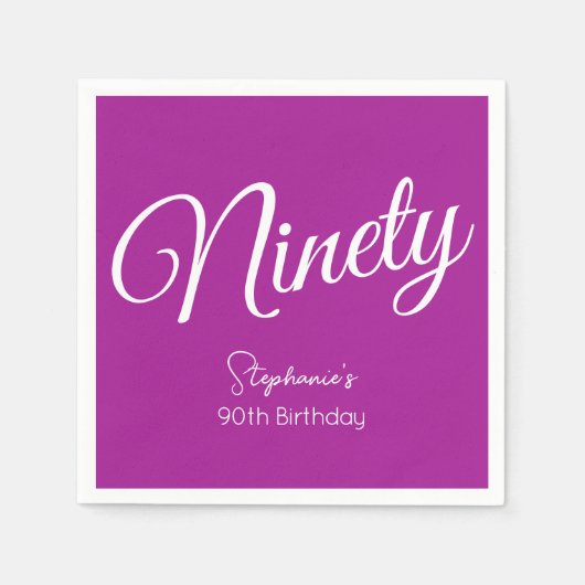 Einfach modernes Skript dunkles Rosa 90. Geburtsta Serviette (Vorderseite)