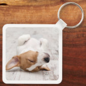 Einfach modernes, stilvolles Foto mit Hundename 2 Schlüsselanhänger (Rückseite)