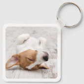 Einfach modernes, stilvolles Foto mit Hundename 2 Schlüsselanhänger (Rückseite)