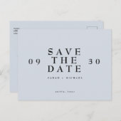 Einfach modernes Wedding Dusty Blue Save the Date Postkarte (Vorne/Hinten)