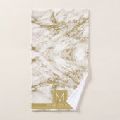 Einfach Monogram Gold und White ID672 marbeln Badhandtuch Set (Handtuch)