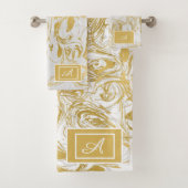 Einfach Monogram Gold White Marmor marbeln Badhandtuch Set (Insitu)