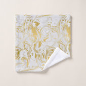 Einfach Monogram Gold White Marmor marbeln Badhandtuch Set (Waschlappen)