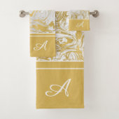 Einfach Monogram Gold White Marmor marbeln Badhandtuch Set (Insitu)
