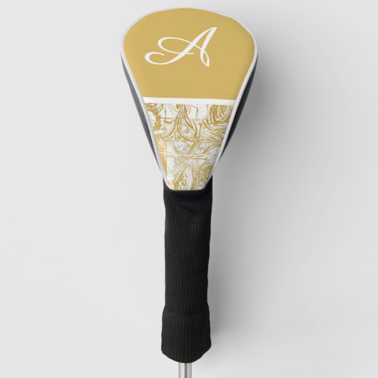Einfach Monogram Gold White Marmor marbeln Golf Headcover (Vorderseite)