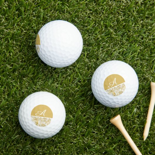 Einfach Monogram Gold White Marmor marbeln Golfball (Insitu Gras)
