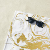 Einfach Monogram Gold White Marmor marbeln Strandtuch (Beispiel)