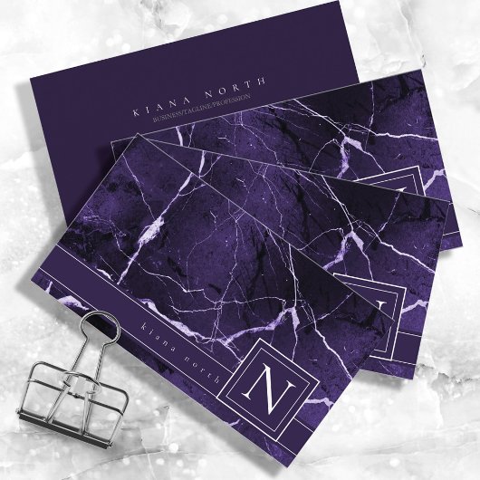 Einfach Monogram Violet marben und White Std ID672 Visitenkarte