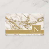 Einfach Monogramm Schwarz/Gold-ID672 marbeln Visitenkarte (Vorderseite)