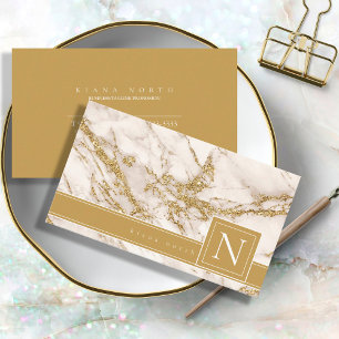 Einfach Monogramm Schwarz/Gold-ID672 marbeln Visitenkarte