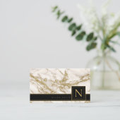 Einfach Monogramm Schwarz/Gold-ID672 marbeln Visitenkarte (Stehend Vorderseite)