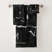 Einfach Monogramm schwarz und weiß marbeln ID672 Badhandtuch Set (Insitu)