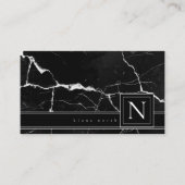 Einfach Monogramm Schwarz-weißen Std.-ID672 marbel Visitenkarte (Vorderseite)