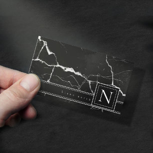 Einfach Monogramm Schwarz-weißen Std.-ID672 marbel Visitenkarte