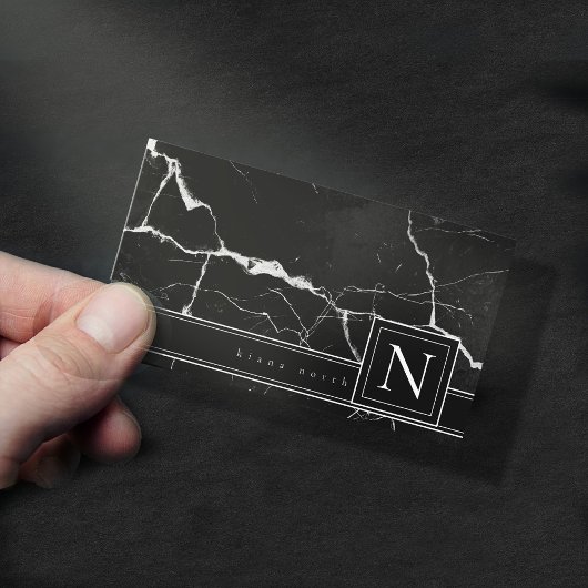 Einfach Monogramm Schwarz-weißen Std.-ID672 marbel Visitenkarte