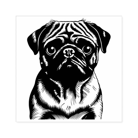 Einfach Mops Gummistempel (Prägung)