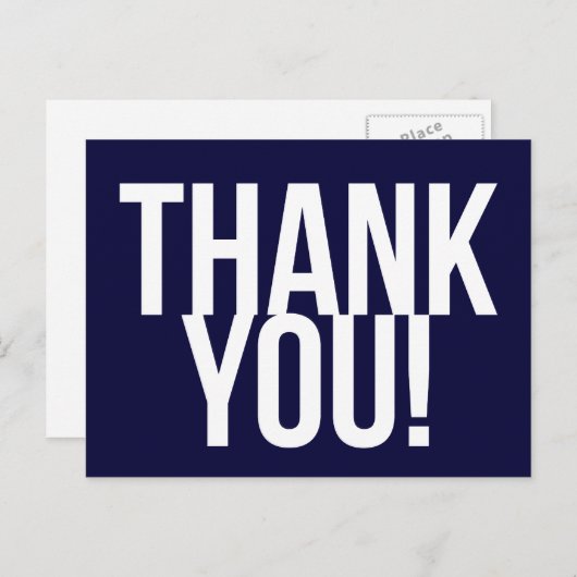 Einfach Navy Blau und Weiß Vielen Dank Postcard Postkarte (Vorne/Hinten)