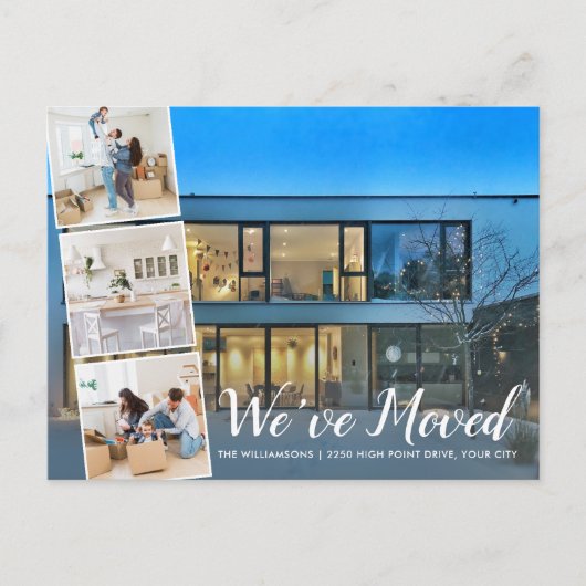 Einfach Neues Haus neue Adresse Foto Collage versc Postkarte (Vorderseite)