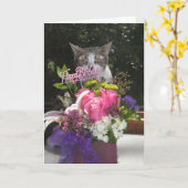 Einfach Niedliche Katze zum Geburtstag poppen Karte (Gelbe Blume)