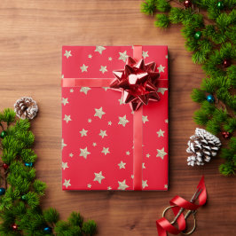 Einfach Niedlicher Glam Red Gold Twinkle Star Sky Geschenkpapier