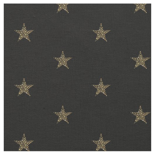 Einfach Niedlicher Gold Star mit schwarzem Muster Stoff (Nahaufnahme)