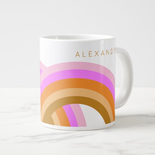 Einfach Niedlicher Retro-Orange-Regenbogen Persona Jumbo-Tasse (Vorderseite Rechts)
