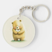 Einfach Niedlicher Sad Bär mit einem Herz-Artwork Schlüsselanhänger (Rückseite)
