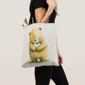 Einfach Niedlicher Sad Bär mit einem Herz-Artwork Tasche (Von Nahem)